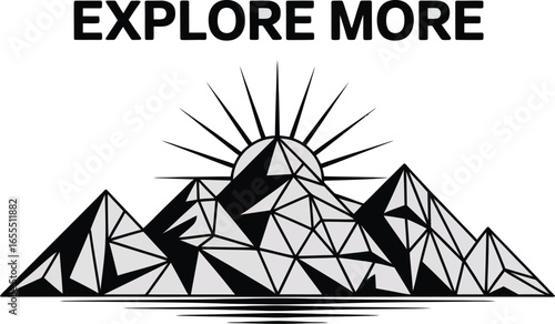 Geometric Mountain Range Sunrise Logo rays