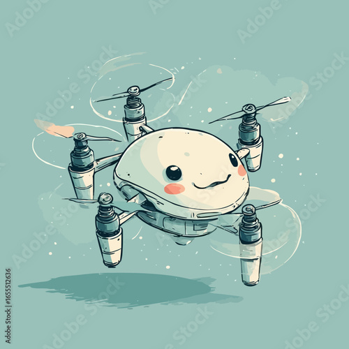 Cute Drone Illustration Design Very Cool