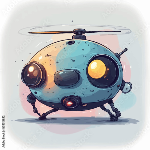 Cute Drone Illustration Design Very Cool