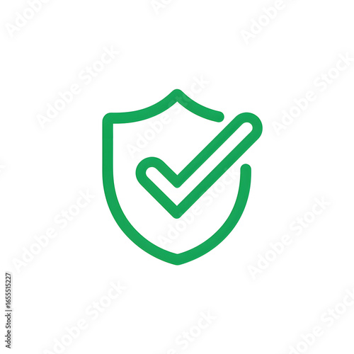 Green shield with check mark symbol for security and approval