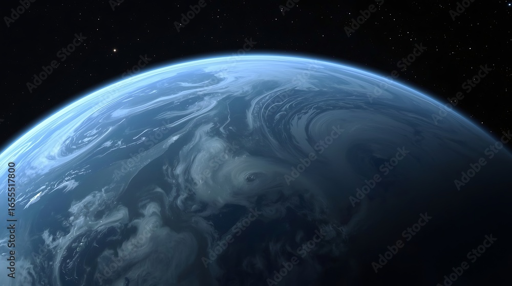 Fototapeta premium Earth from Space – Planet View with Blue Oceans and Clouds Against the Cosmos