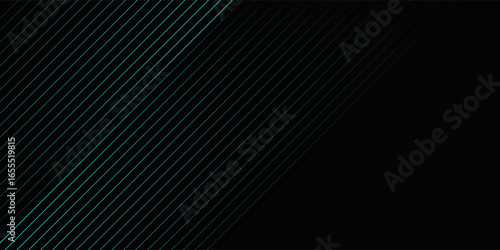abstract black background with diagonal lines, cyan color