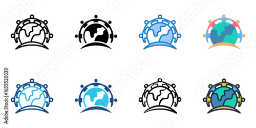 Global Citizenship icon set multiple style collection 
