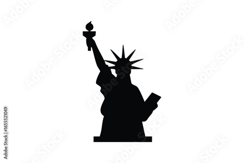 Statue of liberty silhouette isolated on white background