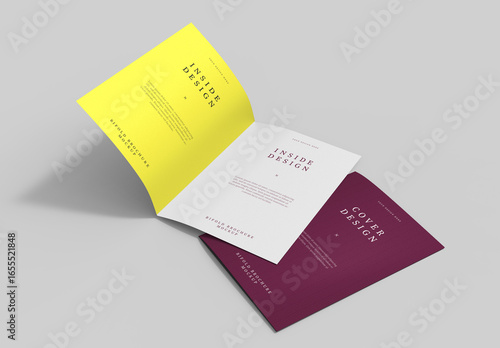 Bifold Brochure Mockup with Open and Closed Views