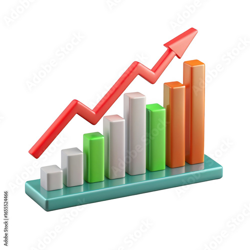 3d growth chart with upward trend arrow isolated on transparent background Free Download 3d growth chart with upward trend arrow isolated on transparent background - GFXLoad
