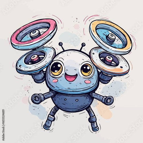 Cute Drone Illustration Design Very Cool