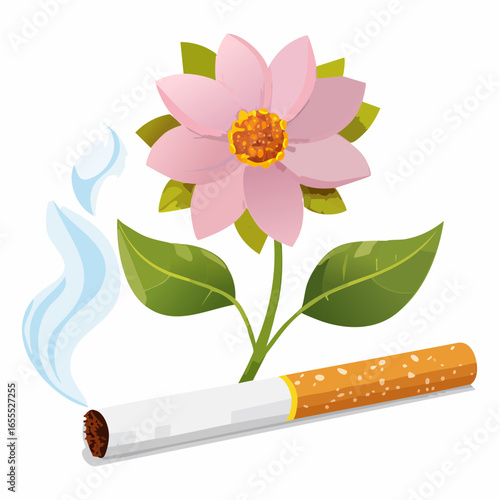 Cigarette to Flower Smoke-Free Transformation Illustration