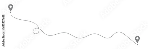 Location map path distance icon, one place to another location icon, pinpoint, map search, route, navigator icon isolated one transparent background, map pointer icon. Vector illustration EPS 10 .