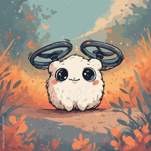 Cute Drone Illustration Design Very Cool