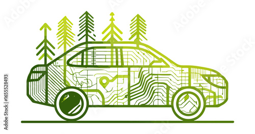 Ecofriendly electric vehicle illustration