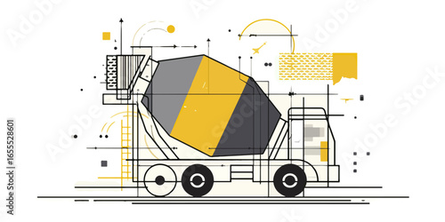 Conceptual concrete mixer truck design illustration