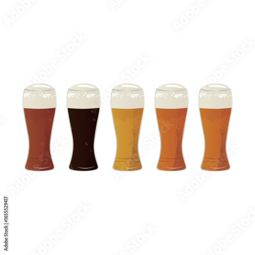 An illustration of beer glasses lined up