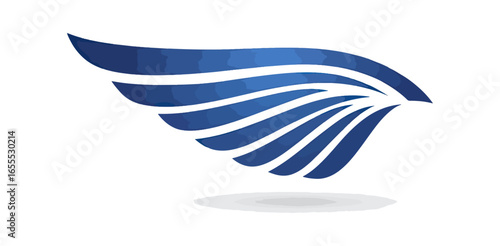 Stylized blue wing graphic design