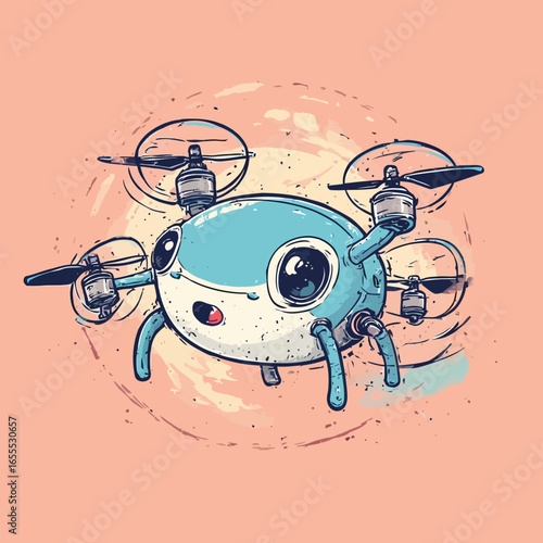 Cute Drone Illustration Design Very Cool