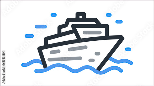Simple ship illustration on water