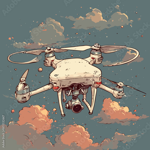 Cute Drone Illustration Design Very Cool