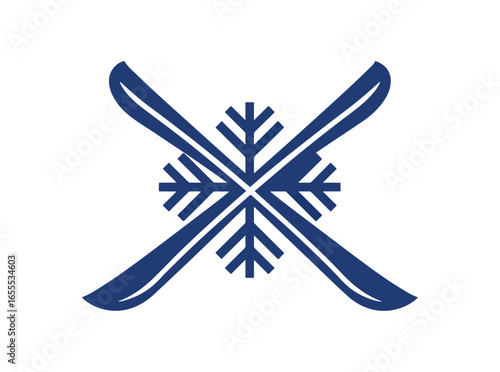 Winter sport design with snowflake and ski poles
