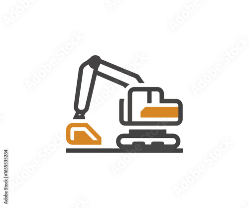 Excavator illustration construction machinery