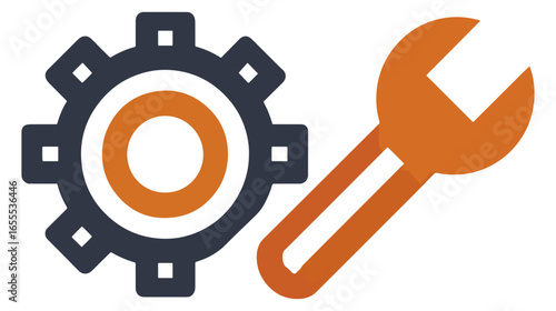 Gear wrench icon graphic design