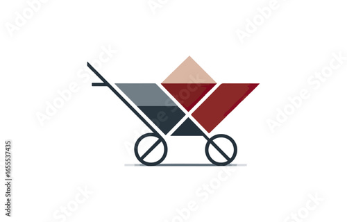 Wheelbarrow illustration in flat design