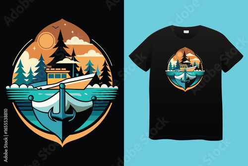 I am the boat captain - Boat Captain T Shirt Design, Hand drawn lettering phrase, Isolated on Black background, For the design of postcards, cups, card, posters. 