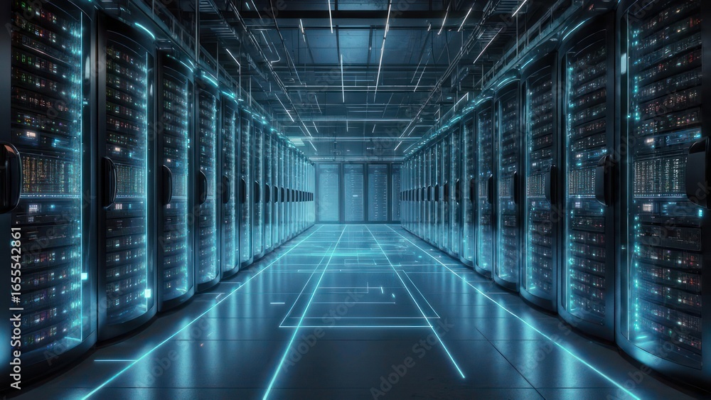 Fototapeta premium Futuristic server room (1)