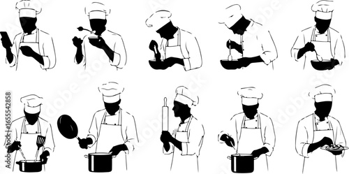 Chef silhouette set on white background