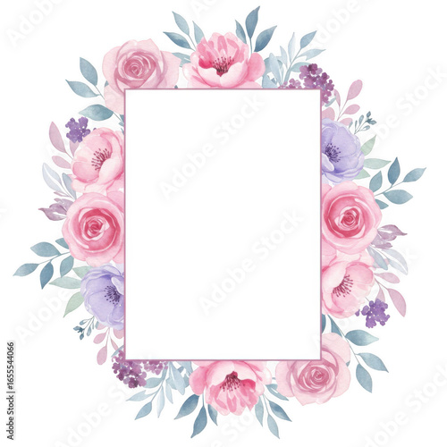 Floral frame isolated on transparent background