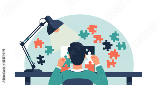 A conceptual depiction of problem-solving and strategic thinking with jigsaw puzzles
