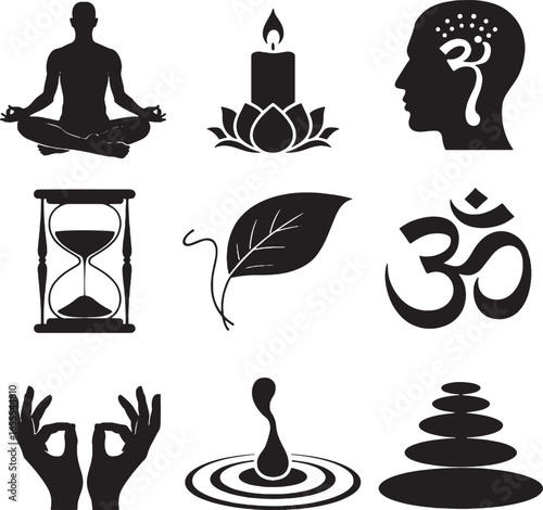 Meditation Symbols and Icons for Mindfulness and Yoga Practice