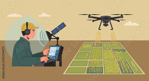 Precision agriculture with drone application to spraying crops and farmer monitoring