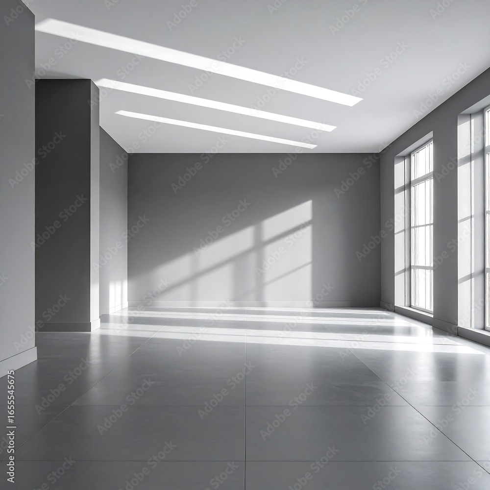 Fototapeta premium Sunlit Empty Room, Interior Design, Modern (1)