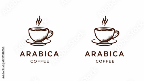 Arabica Coffee logo with cup on white background