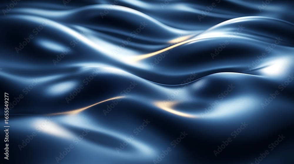 Obraz premium Abstract design of flowing, dark blue, liquid-like material.