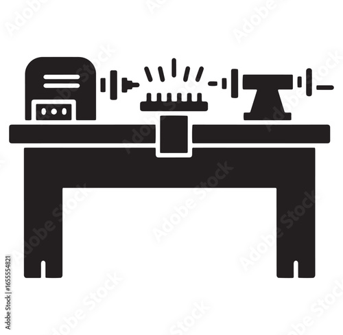Conceptual illustration of a woodworking lathe machine tool craft concept design element.
