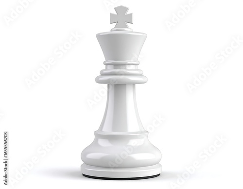 White chess king on white background