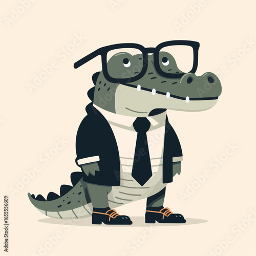 land crocodile flat illustration