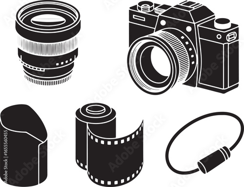 Black And White Camera Equipment Illustration