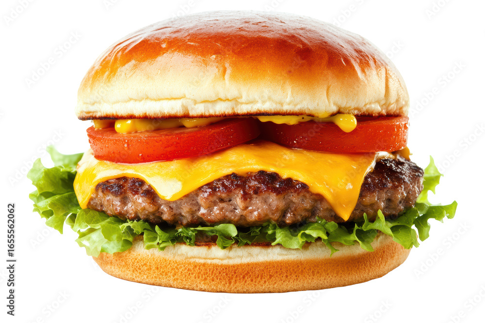 Juicy cheeseburger with sesame bun
Juicy cheeseburger with sesame bun