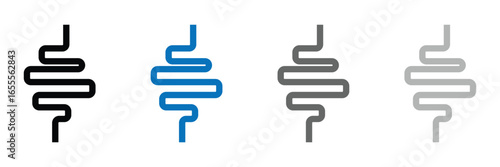 Intestine icons vector pack in black and blue colors .Vector illustration EPS 10 .