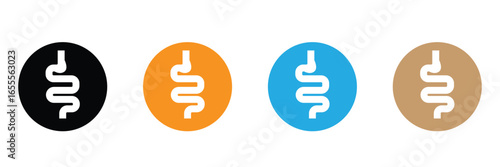 Intestine icons vector pack in black and blue colors .Vector illustration EPS 10 .