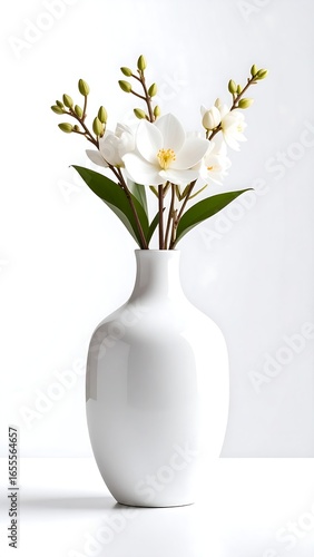 Wallpaper Mural Simple white vase holding a few white blossoms and buds Torontodigital.ca