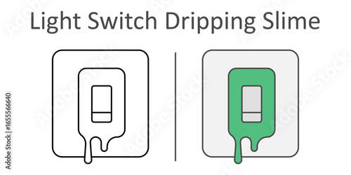 Light Switch with Dripping Slime — haunted Halloween wall switch covered in green slime, glossy drips pooling at the base.