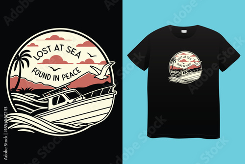 tee print design for kids fashion with cute mariner objects drawing as vector