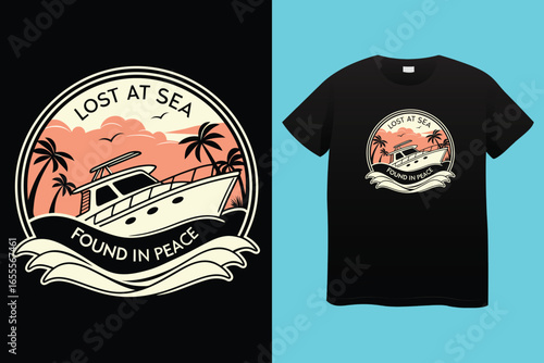 tee print design for kids fashion with cute mariner objects drawing as vector