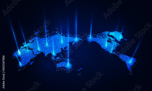 Abstract Airlines of the world map of airplane for logistic on Light out business  technology background Hitech communication concept innovation background, vector design