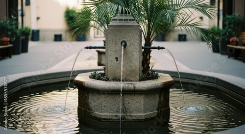 Ornate stone fountain with flowing water