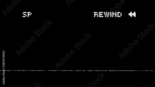 VHS video tape rewind screen animation, suitable for video editing projects, movie trailers, film intros, and social media content. 4k video