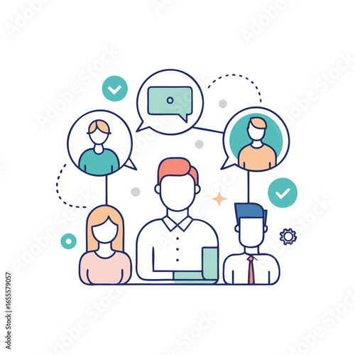 Diverse group of people communicating and collaborating